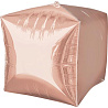 Розовое Золото Шар 3D КУБ 40см Металл. Rose Gold 1209-0193