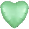 Зеленая Шар сердце 45см Сатин Pale Green 1204-0868