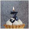Свеча -цифра "3" Диамант черная 4,5см/V