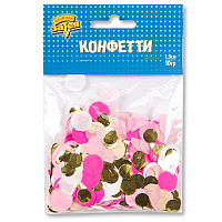 Розовая Конфетти Круги тишью, фольга Розов/Золот 1501-4088