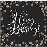 Юбилей Салфетки малые Happy Birthday Sparkling 1502-4749