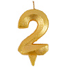 Цифры и числа Свеча цифра 2 Грань золото блеск 7см 1502-5767