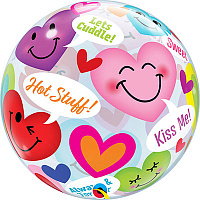 Я тебя люблю! Шар BUBBLE 56см I Love You Сердца смайлы 1202-3179