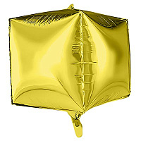 Золотая Шар 3D КУБ 35см Металлик Gold 1209-0433