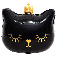 Котики Шар фигура Кошка в короне голова черная 1207-4958