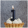 Свеча-цифра "1" Диамант черная 4,5см