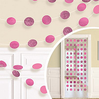 Розовая Гирлянда Круги Bright Pinkблеск 2,1м 6шт 1505-1172