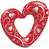 Горячие сердца! Шар фигура Сердце Вензель Red 1207-2199