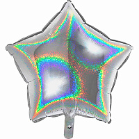 Серебряная Шар голографический ЗВЕЗДА 45см Silver 1205-0146