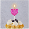 Свеча Сердце Диамант розовое 3,5см