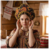 Кокошник-ободок фигурный золотые узоры
