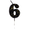  Свеча-цифра "6" Черная с брызгами 5,6см 1502-6891