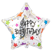 Happy Birthday Шар 45см HBirthday Звезды разноцветные 1202-1020