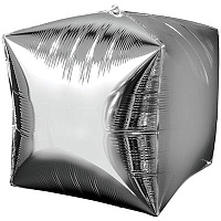 Серебряная Шар 3D КУБ 40см Металлик Silver 1209-0034