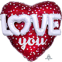 Я тебя люблю! Шар 3d ДЖАМБО LOVE cердце голография 1203-0711