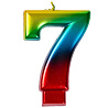 Радужная Свеча-цифра "7" Радуга металлик 8 см 1502-3771