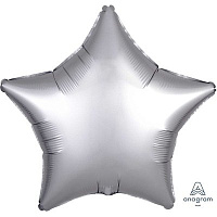 Серебряная Шар ЗВЕЗДА 45см Сатин Platinum 1204-0647