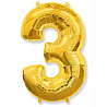Цифры и числа Шарик цифра "3", Gold 81см 1207-4241