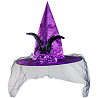 Вечеринка Хэллоуин Шляпа ведьмы перо/вуаль фиолетовая 42см 1501-5856