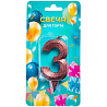 Цифры и числа Свеча цифра 3 Грань красная блеск 7см 1502-5779