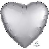 Серебряная Шар СЕРДЦЕ 45см Сатин Platinum 1204-0632