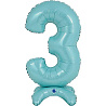 Цифры и числа Шар цифра 3 64см PastelBlue на подставке 1207-4267