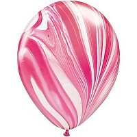 Мрамор Шарик Qualatex 28см Супер Агат Red White 1108-0443