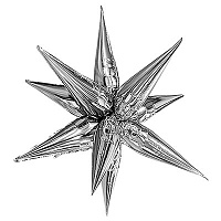 Серебряная Шар 3D ЗВЕЗДА 66см Составная Silver 1209-0455