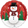 Новогодний снеговик Шар 45см Снеговик в котелке на красном 1202-3642