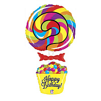 Сладкий Праздник Шар фигура Happy Birthday Леденец 1207-3235