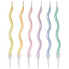 Многоцветное Ассорти Свечи Волна Пастель перламутр 12см 6шт 1502-6728