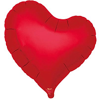 Красная Шар Сердце изгиб 45см Metallic RubyRed 1204-1700