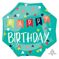 Happy Birthday Шар фигура HB Треугольники разноцветные 1207-3597