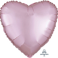 Розовая Шарик СЕРДЦЕ 45см Сатиновый цвет Pink 1204-0902