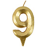Цифры и числа Свеча цифра 9 Грань золото блеск 7см 1502-5774