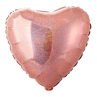 Розовое Золото Шар голографическ. Сердце 45см Rose Gold 1205-0143
