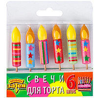 Торт Свечи для торта на пиках Свеча, 6 штук 1502-0846