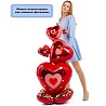 Шар напольный Сердца красные, под воздух