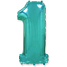 Бирюзовая Шарик цифра "1", 101см Tiffany 1207-3262