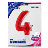 Шар цифра "4", 101см Red Италия
