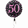 Шар 45см Sparkling Birthday 50 pink