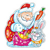Новый год Плакат Зайчик и Дед Мороз 25х23см 1505-2243