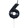 Черная Свеча -цифра "6" Диамант черная 4,5см 1502-6860