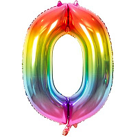 Радужная Шар цифра "0", 101см Радуга металлик 1207-3395