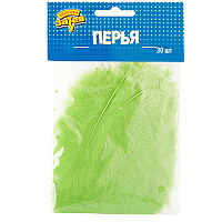Зеленая Перья декоративные Зеленые 10см 30шт 1501-4979