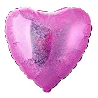 Розовая Шар голографический СЕРДЦЕ 45см Fuxia 1205-0138