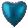 Синяя Шар Сердце 45см Сатин Petrol Blue 1204-1377