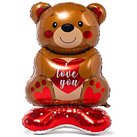 Валентинов День Шар фигура напольная Мишка с сердцем ILY 1208-0791