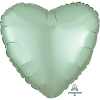 Зеленая Шарик СЕРДЦЕ 45см Сатин Mint Green 1204-0905