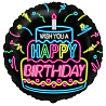 Неон бар Шарик 45см WISH YOU A HAPPY BIRTHDAY 1202-3131